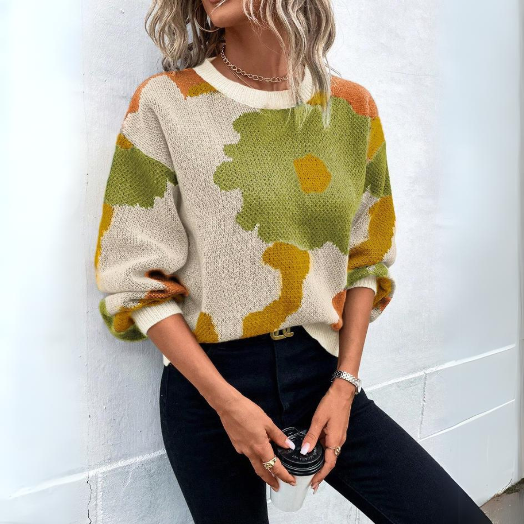 Myana™ | Un pull en maille avec un motif floral abstrait