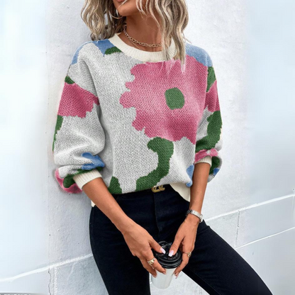 Myana™ | Un pull en maille avec un motif floral abstrait