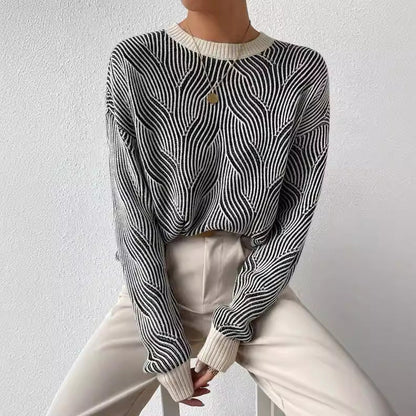 Elif™ | Pull en tricot monochrome à vagues