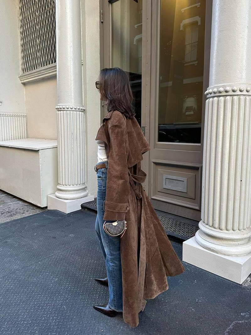 SOANA | MANTEAU TRENCH EN CUIR SUEDE