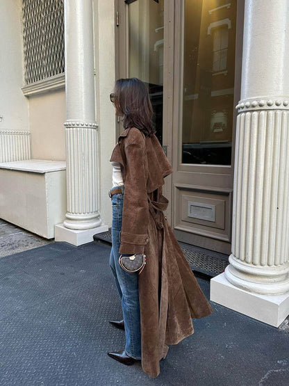 SOANA | MANTEAU TRENCH EN CUIR SUEDE