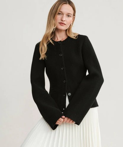 Margery™ | Cardigan élégant en laine avec patte de boutonnage