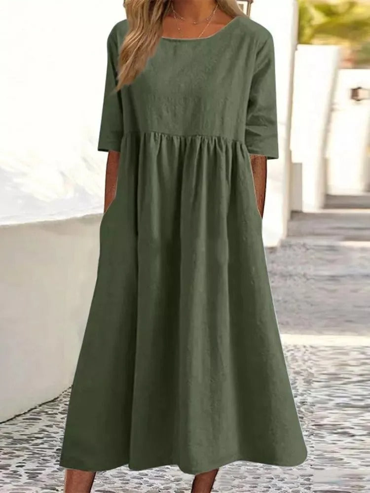 Helena - Robe midi élégante avec Couverture du Ventre - Atelier Celeste Paris